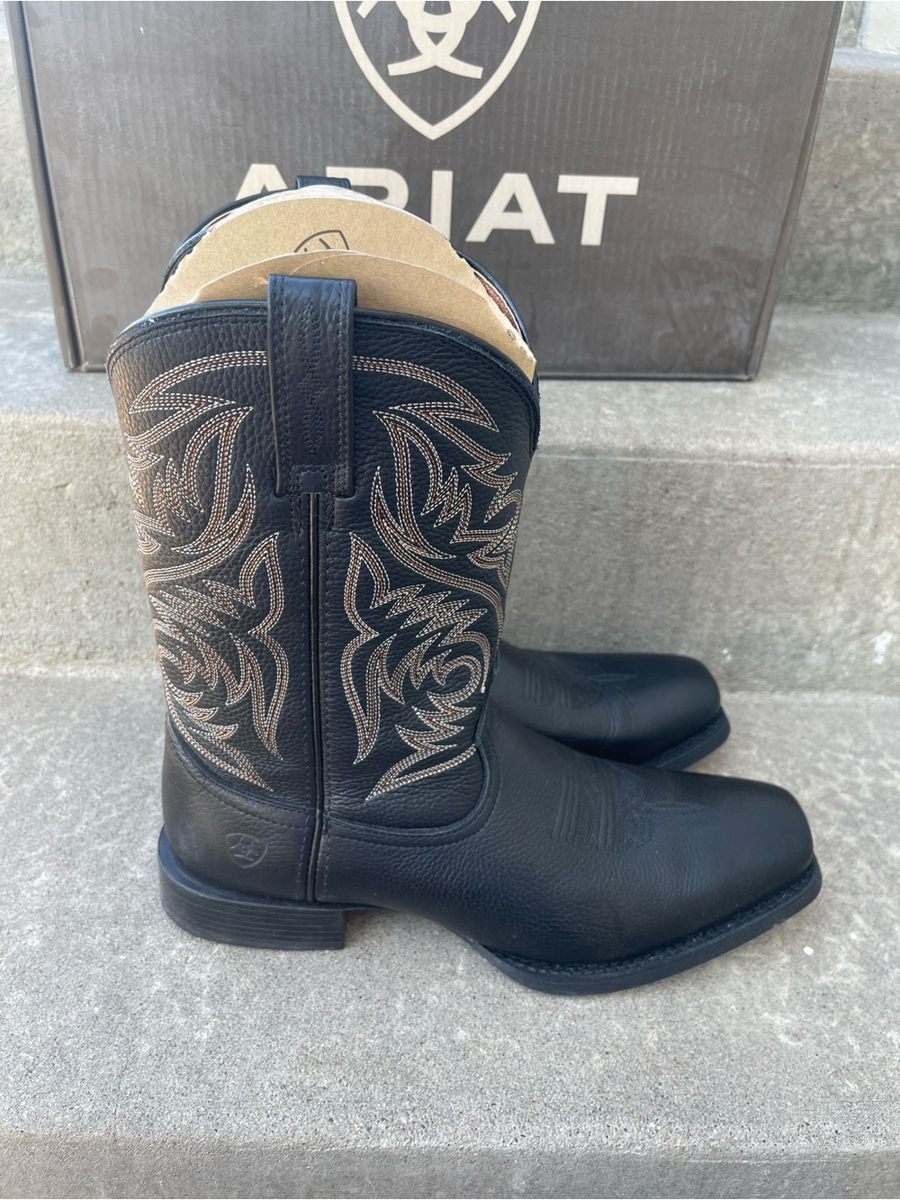 Ariat Men’s Black Deertan Sport Herdsman Sz 11 D Medium Western 11” Square Boots - Picture 4 of 7